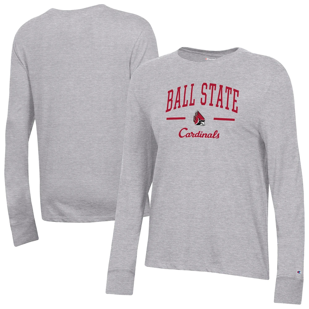 Women's Champion Gray Ball State Cardinals Core Long Sleeve T-Shirt