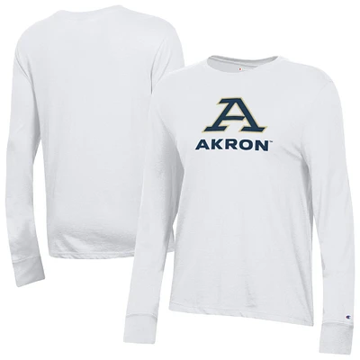 Women's Champion White Akron Zips Core Long Sleeve T-Shirt
