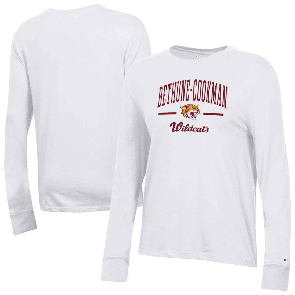 Women's Champion White Bethune-Cookman Wildcats Core Long Sleeve T-Shirt