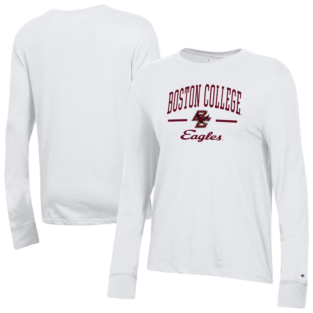 Women's Champion White Boston College Eagles Core Long Sleeve T-Shirt