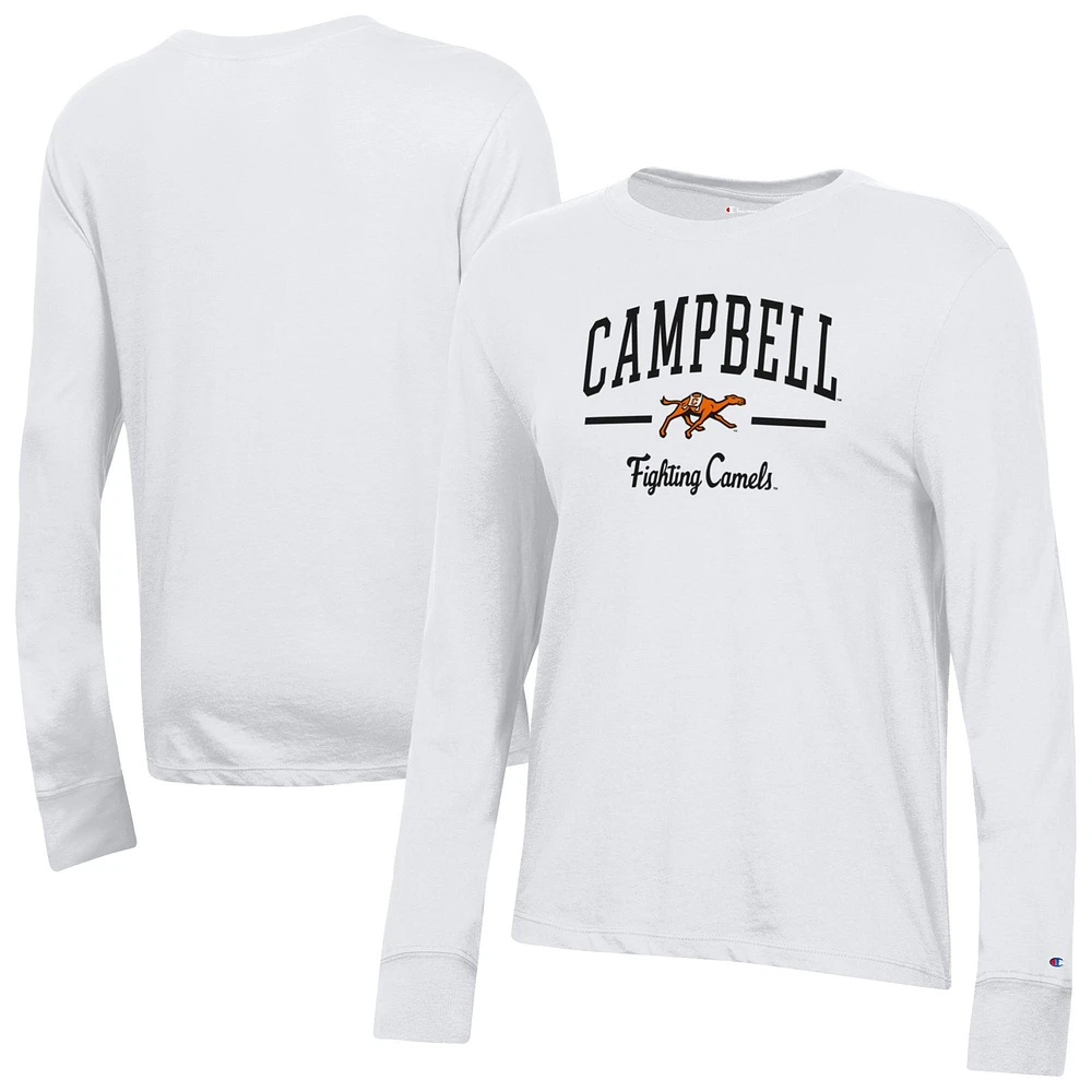 Women's Champion White Campbell Fighting Camels Core Long Sleeve T-Shirt