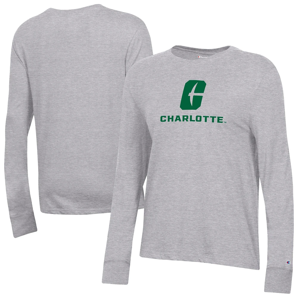 Women's Champion Gray Charlotte 49ers Core Long Sleeve T-Shirt
