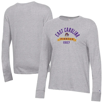 Women's Champion Gray ECU Pirates Core Long Sleeve T-Shirt