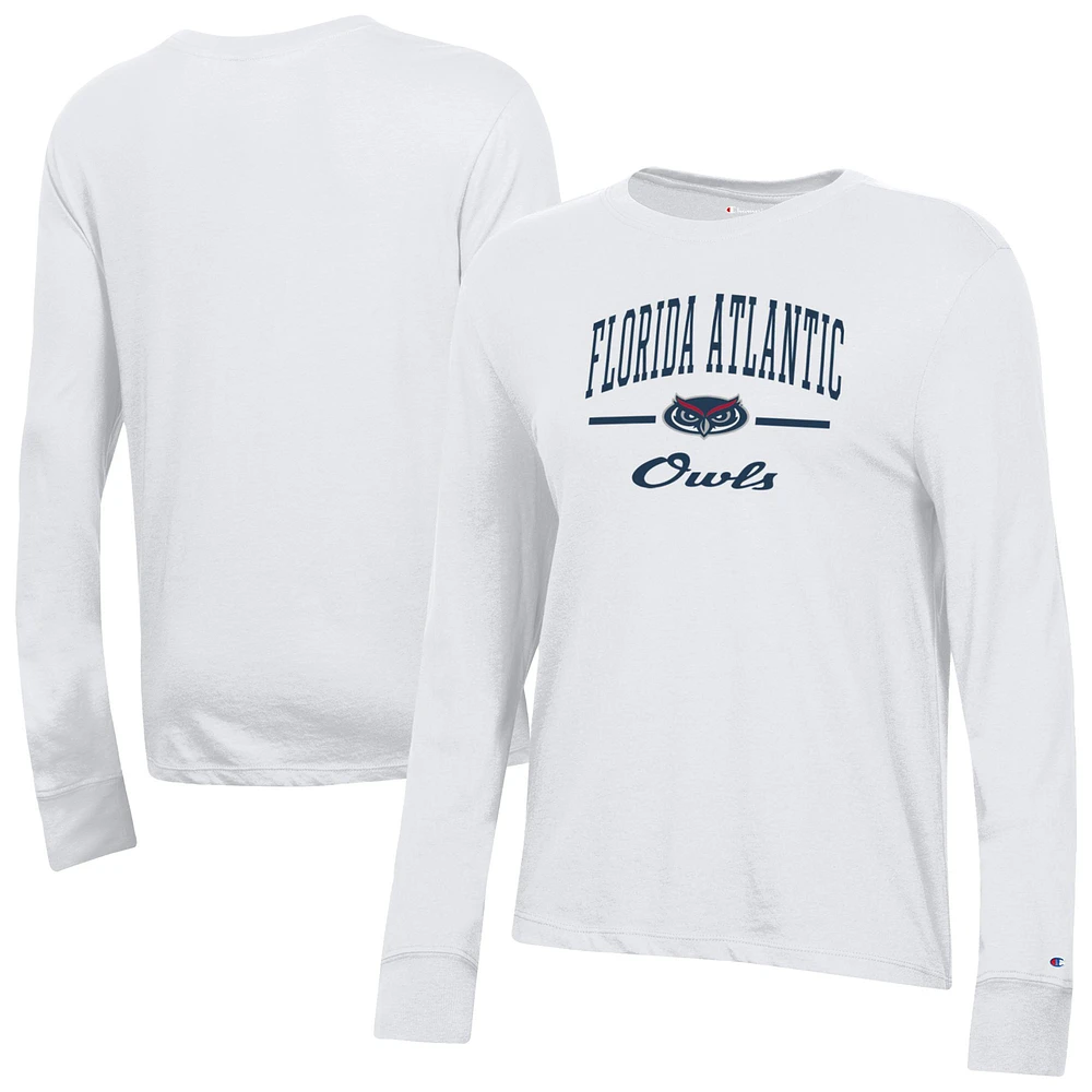 Women's Champion White Florida Atlantic Owls Core Long Sleeve T-Shirt