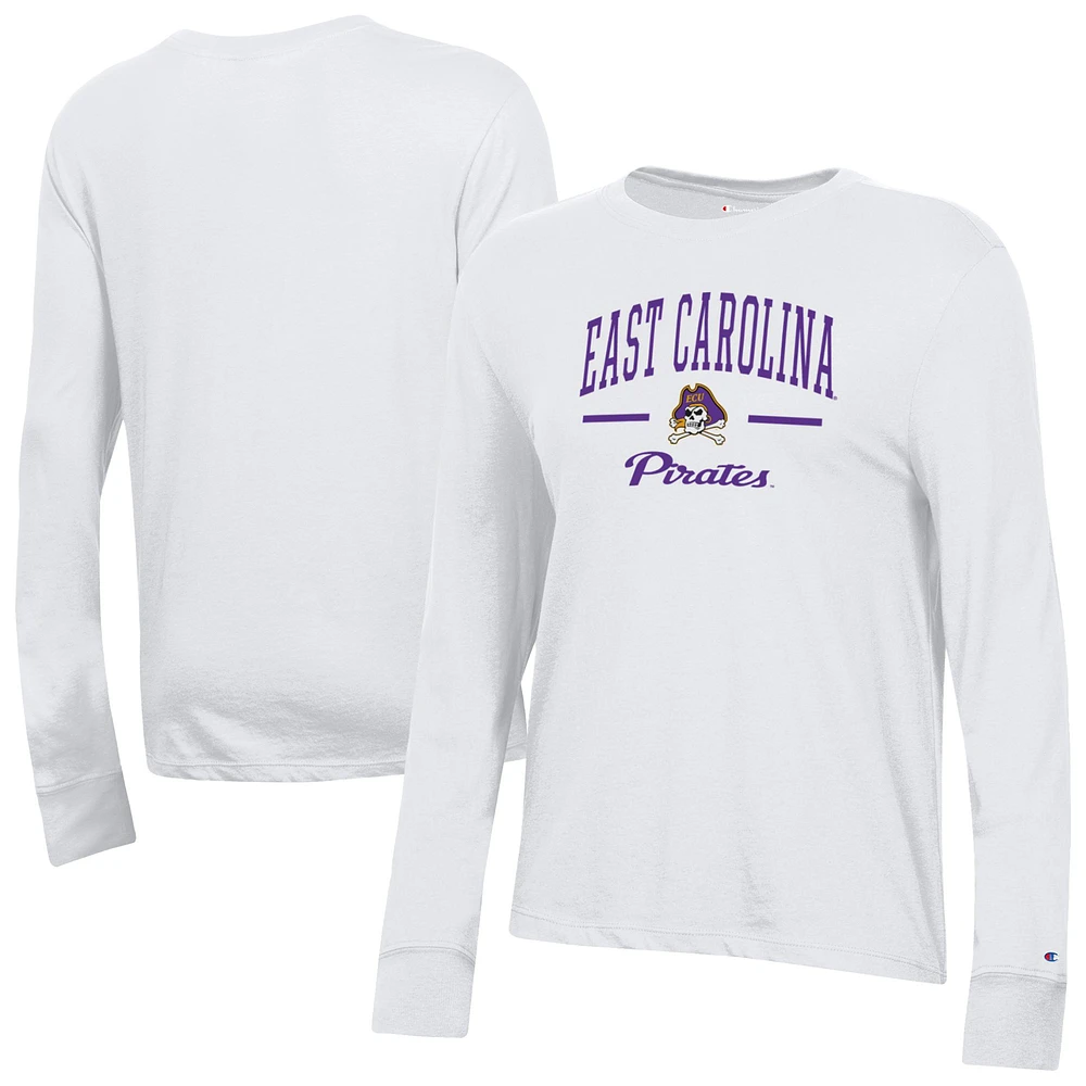 Women's Champion White ECU Pirates Core Long Sleeve T-Shirt