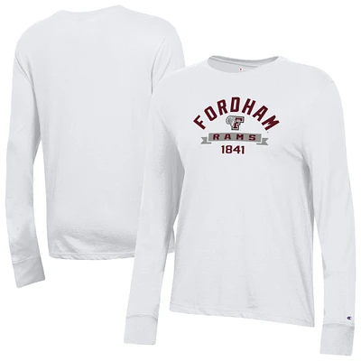 Women's Champion White Fordham Rams Core Long Sleeve T-Shirt
