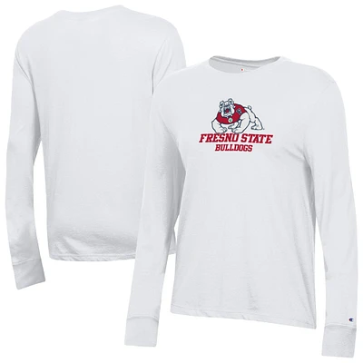 Women's Champion White Fresno State Bulldogs Core Long Sleeve T-Shirt
