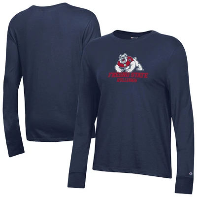 Women's Champion  Navy Fresno State Bulldogs Core Long Sleeve T-Shirt