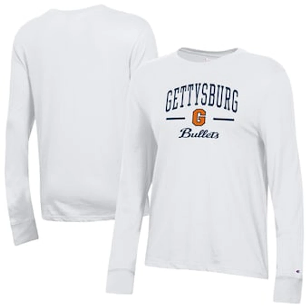 Women's Champion White Gettysburg Bullets Core Long Sleeve T-Shirt