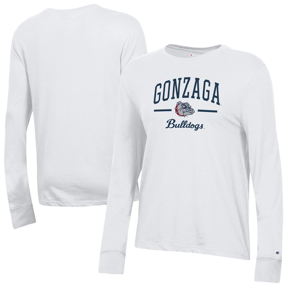 Women's Champion White Gonzaga Bulldogs Core Long Sleeve T-Shirt