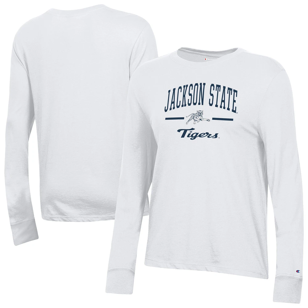 Women's Champion White Jackson State Tigers Core Long Sleeve T-Shirt