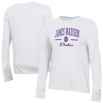 Women's Champion White James Madison Dukes Core Long Sleeve T-Shirt