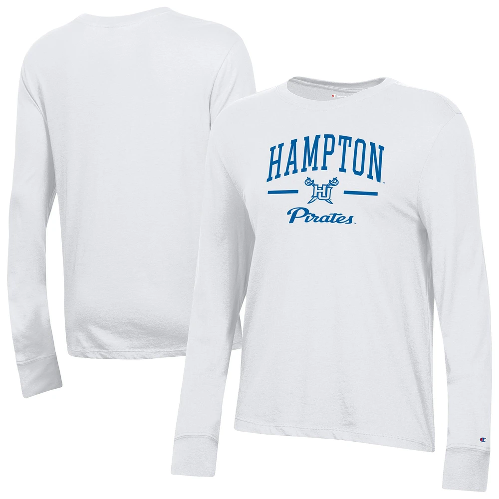 Women's Champion White Hampton Pirates Core Long Sleeve T-Shirt