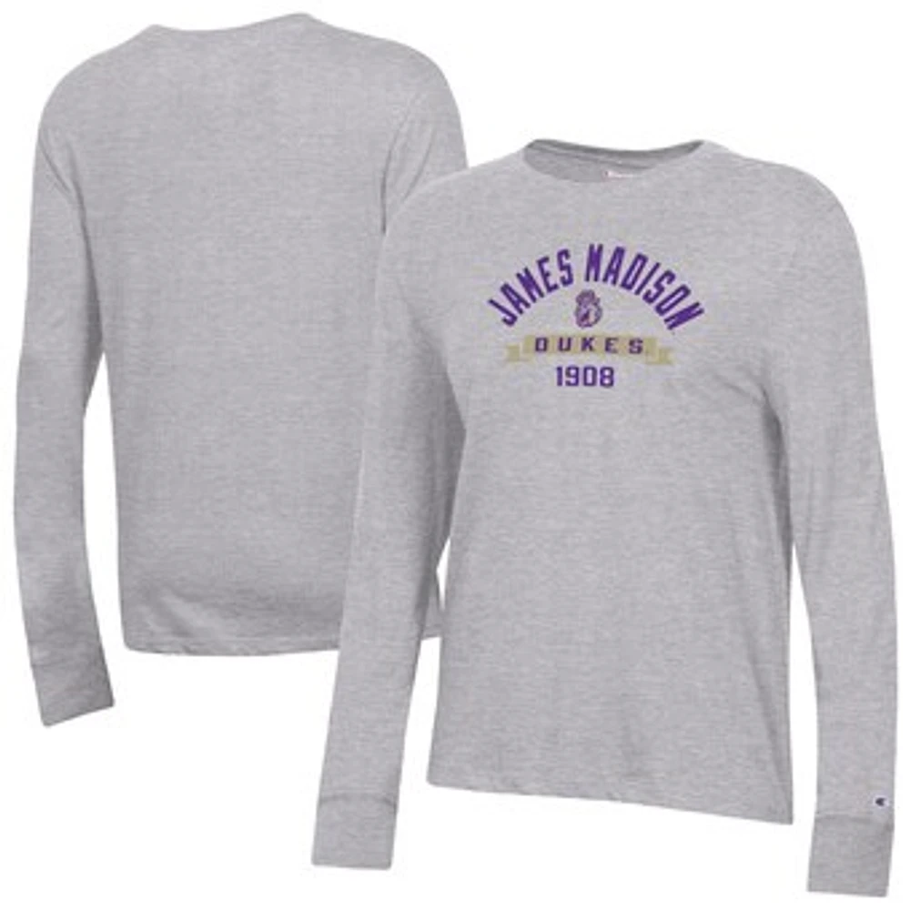 Women's Champion Gray James Madison Dukes Core Long Sleeve T-Shirt
