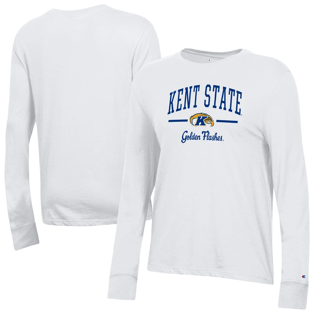Women's Champion White Kent State Golden Flashes Core Long Sleeve T-Shirt