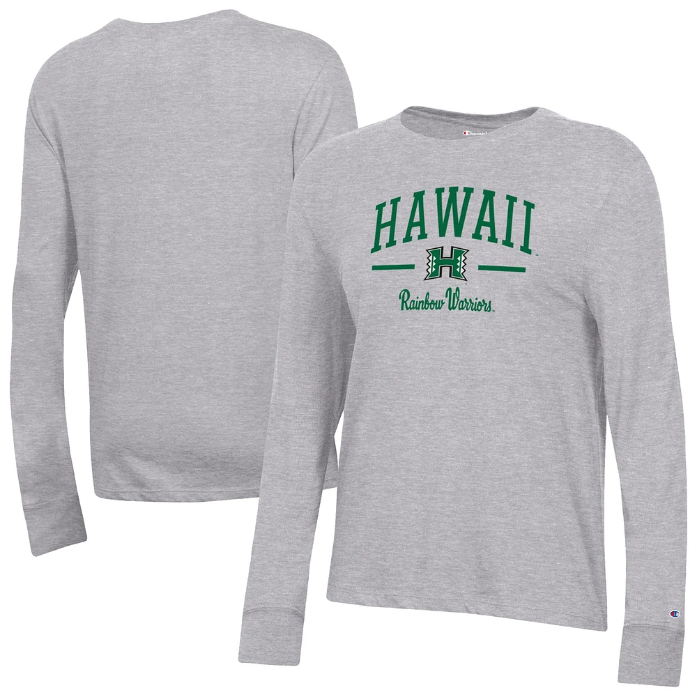 Women's Champion Gray Hawaii Rainbow Warriors Core Long Sleeve T-Shirt