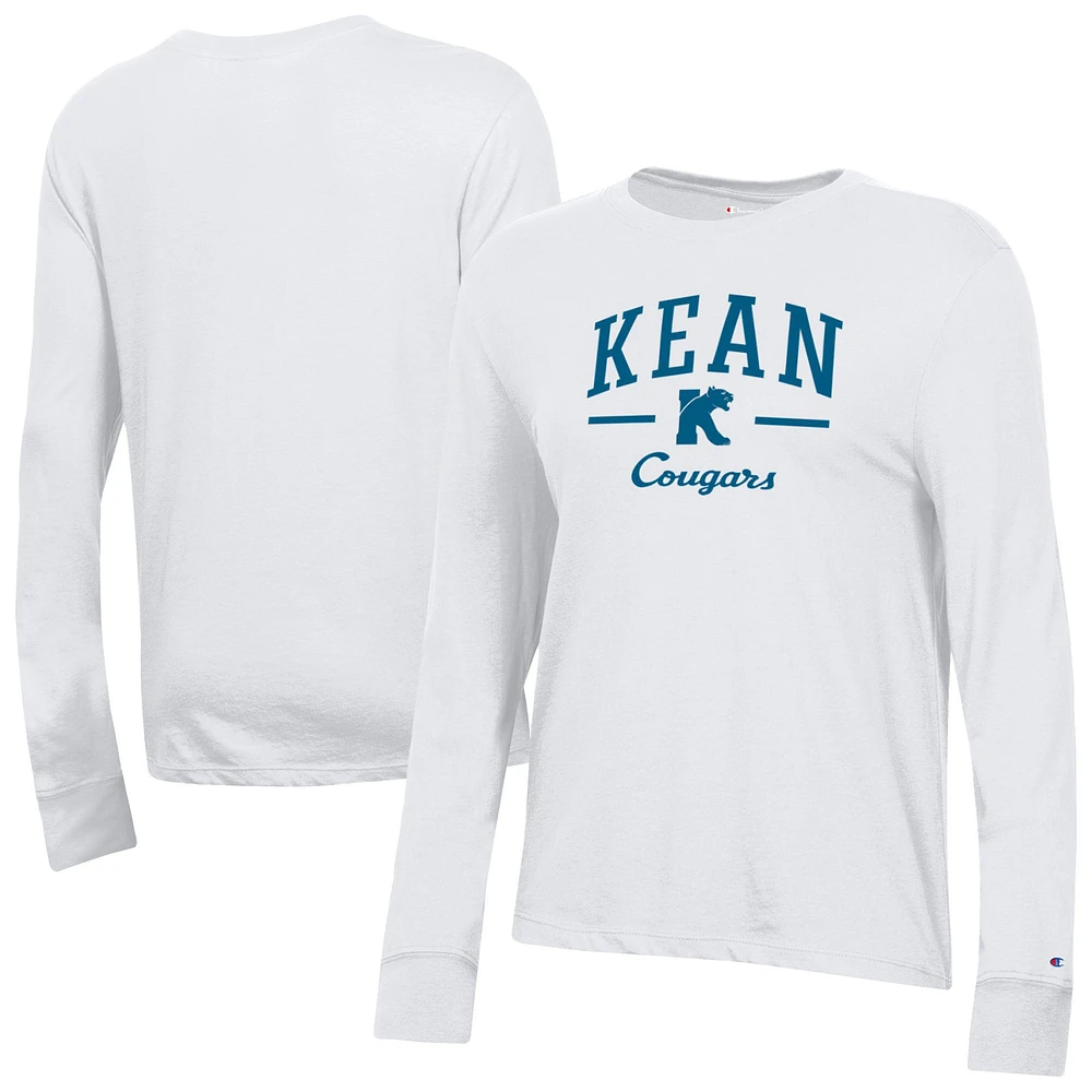 Women's Champion White Kean University Cougars Core Long Sleeve T-Shirt