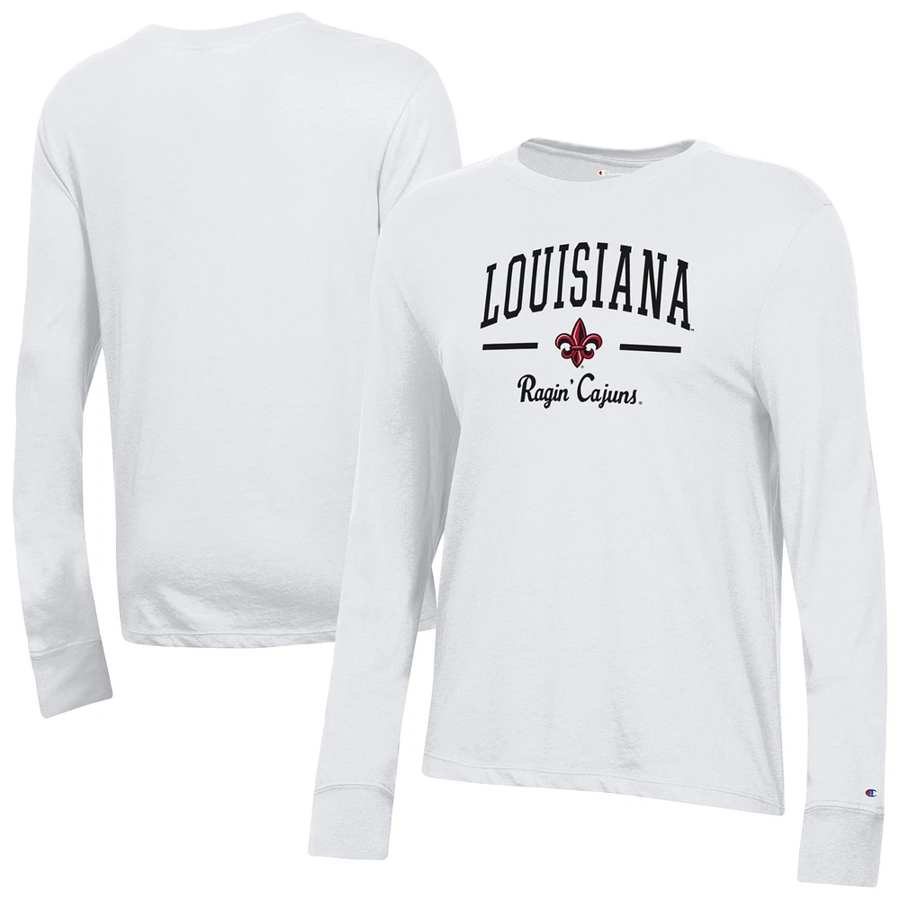 Women's Champion White Louisiana Ragin' Cajuns Core Long Sleeve T-Shirt