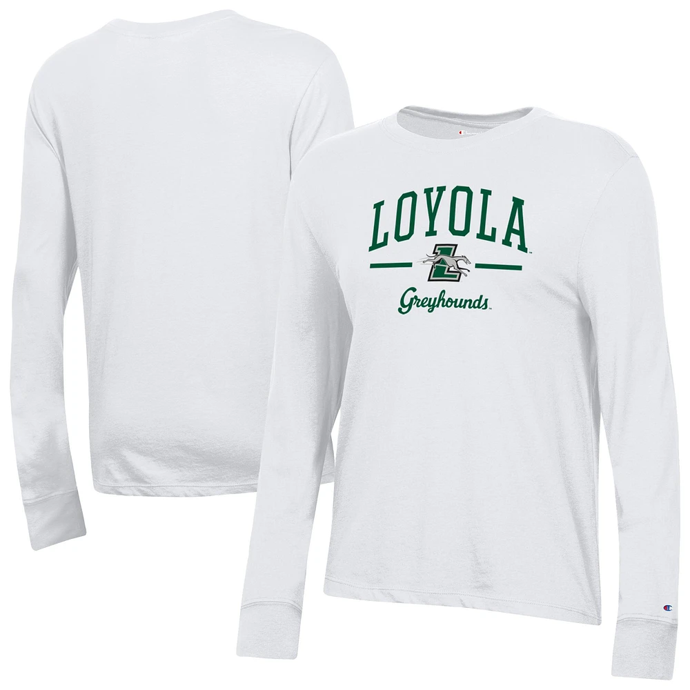 Women's Champion White Loyola Greyhounds Core Long Sleeve T-Shirt