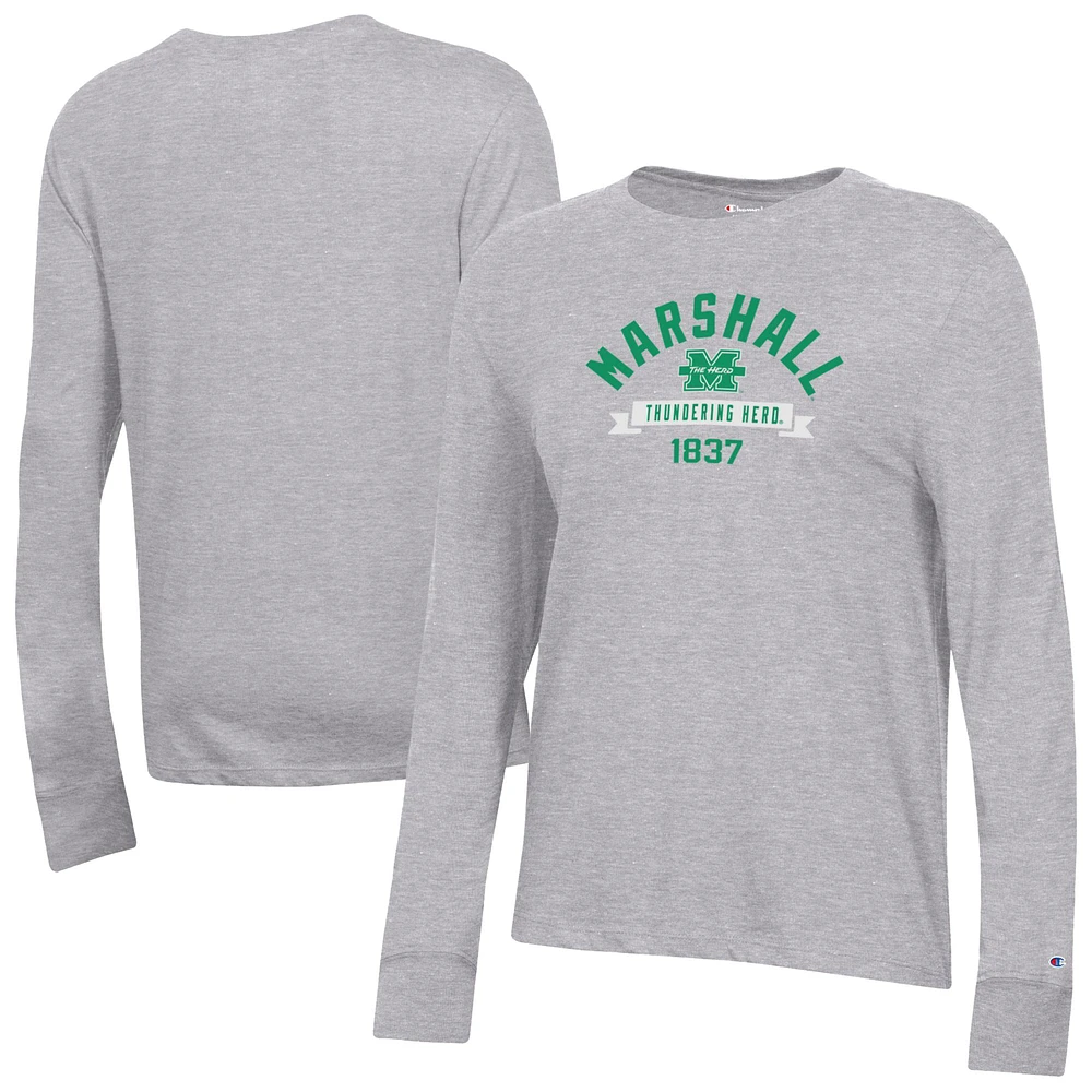 Women's Champion Gray Marshall Thundering Herd Core Long Sleeve T-Shirt