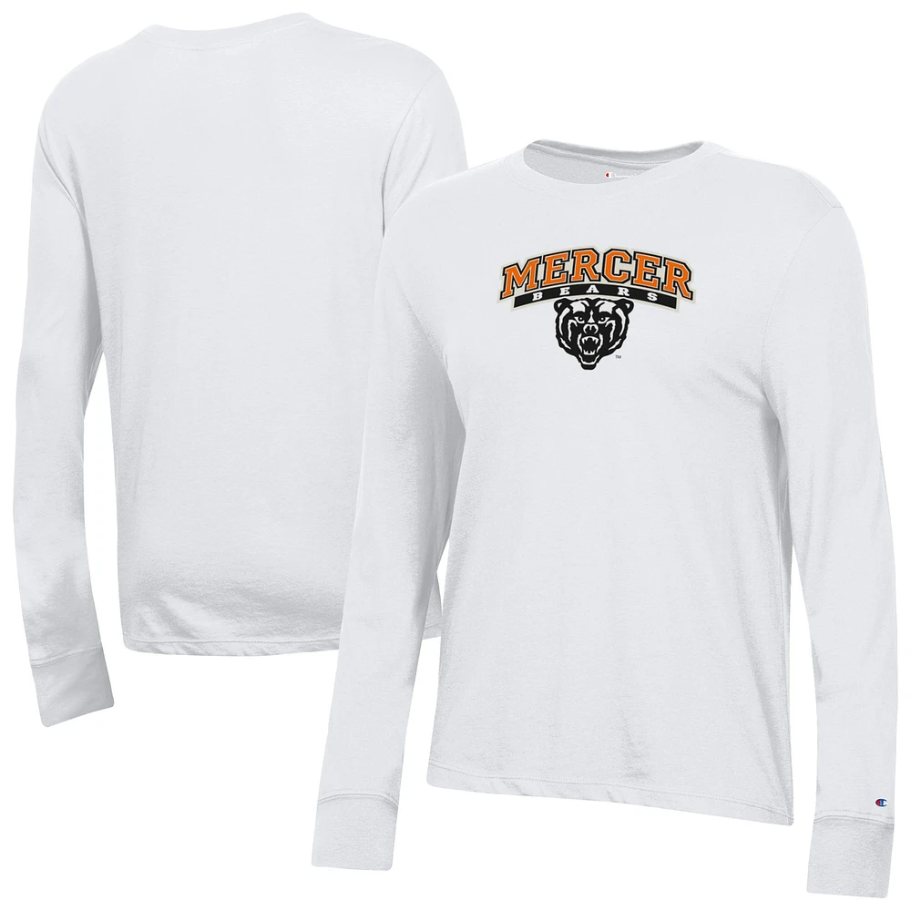 Women's Champion White Mercer Bears Core Long Sleeve T-Shirt