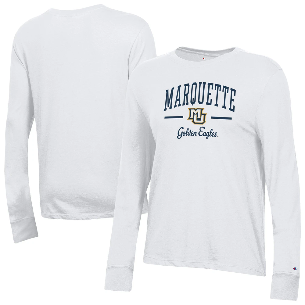 Women's Champion White Marquette Golden Eagles Core Long Sleeve T-Shirt