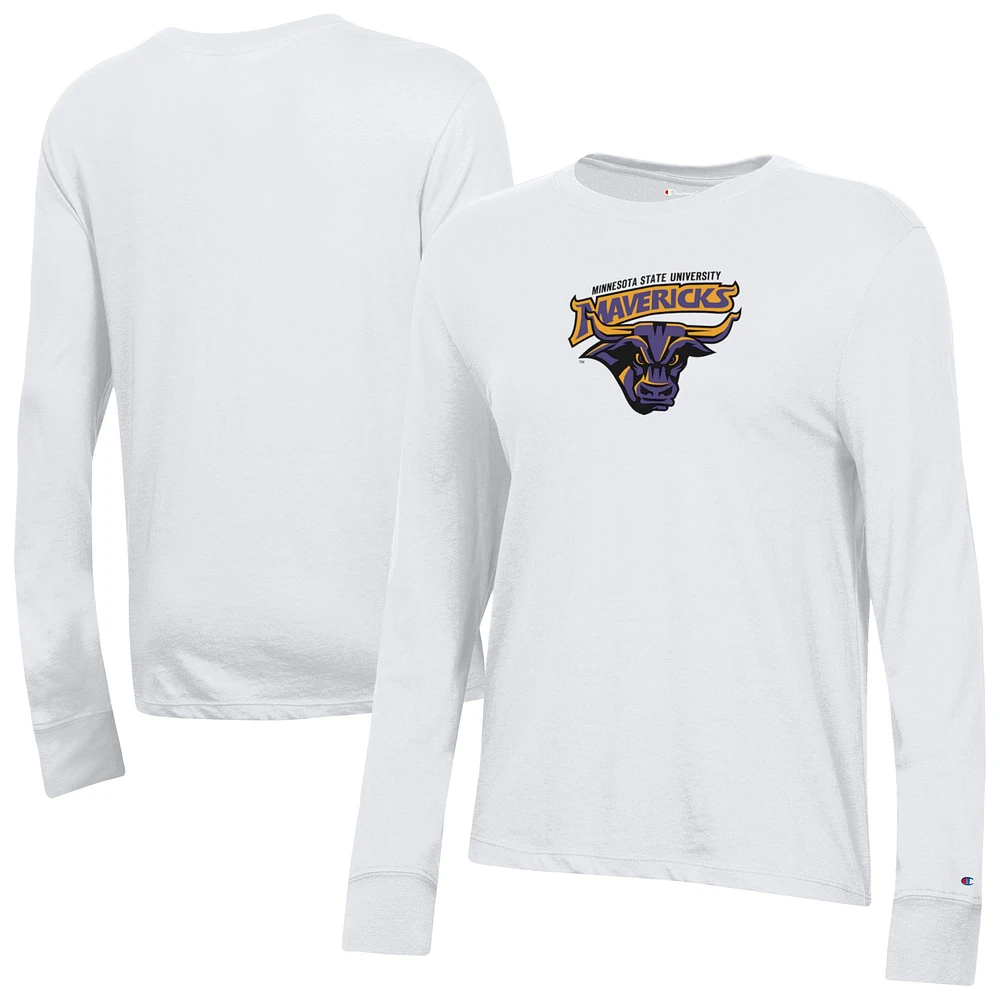 Women's Champion White Minnesota State University, Mankato Core Long Sleeve T-Shirt