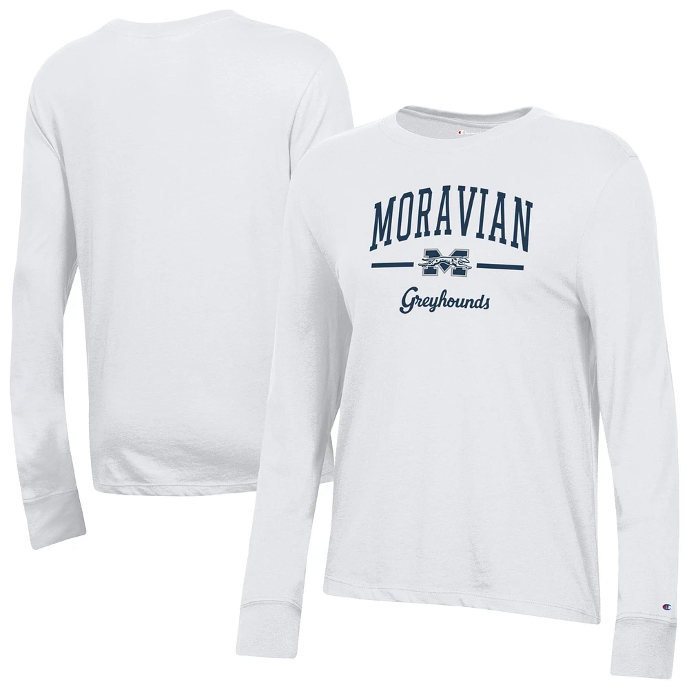 Women's Champion White Moravian Greyhounds Core Long Sleeve T-Shirt