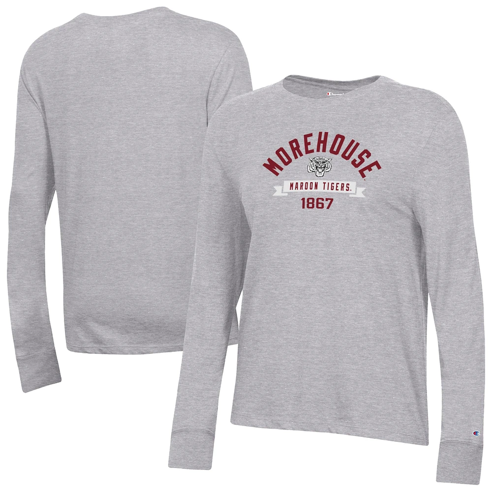 Women's Champion Gray Morehouse Maroon Tigers Core Long Sleeve T-Shirt