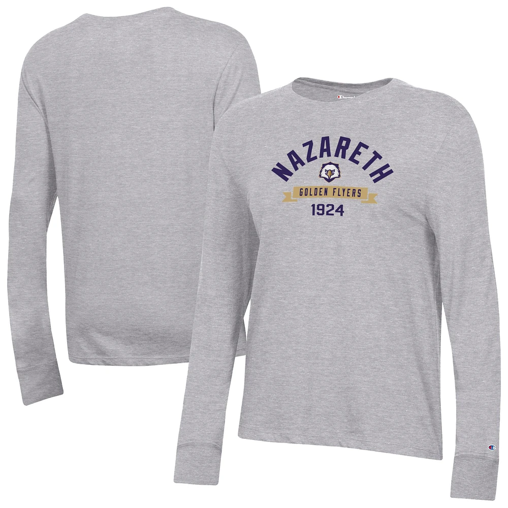Women's Champion Gray Nazareth University Golden Flyers Core Long Sleeve T-Shirt
