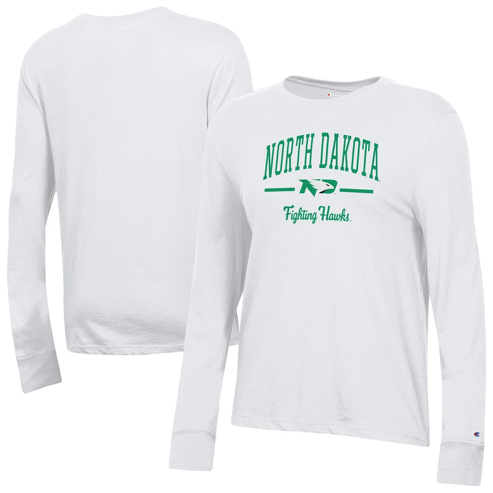 Women's Champion White North Dakota Core Long Sleeve T-Shirt