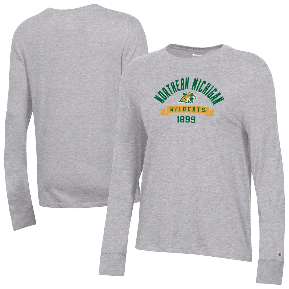 Women's Champion Gray Northern Michigan Wildcats Core Long Sleeve T-Shirt