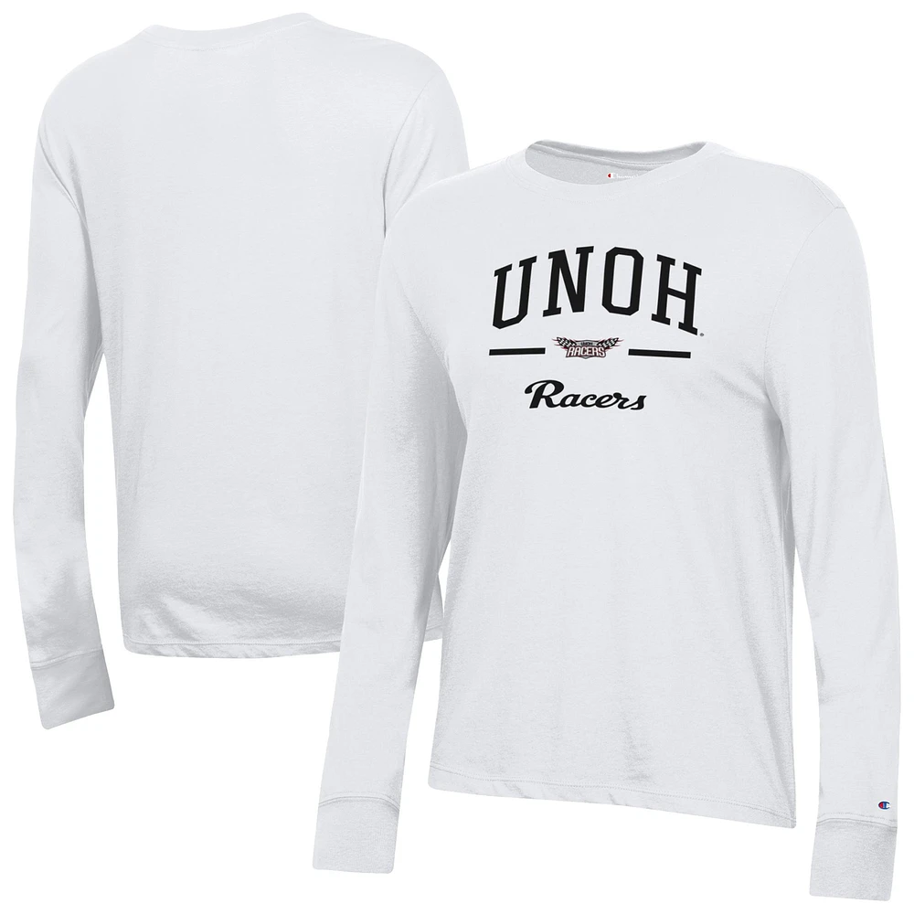 Women's Champion White Northwestern Ohio Racers Core Long Sleeve T-Shirt