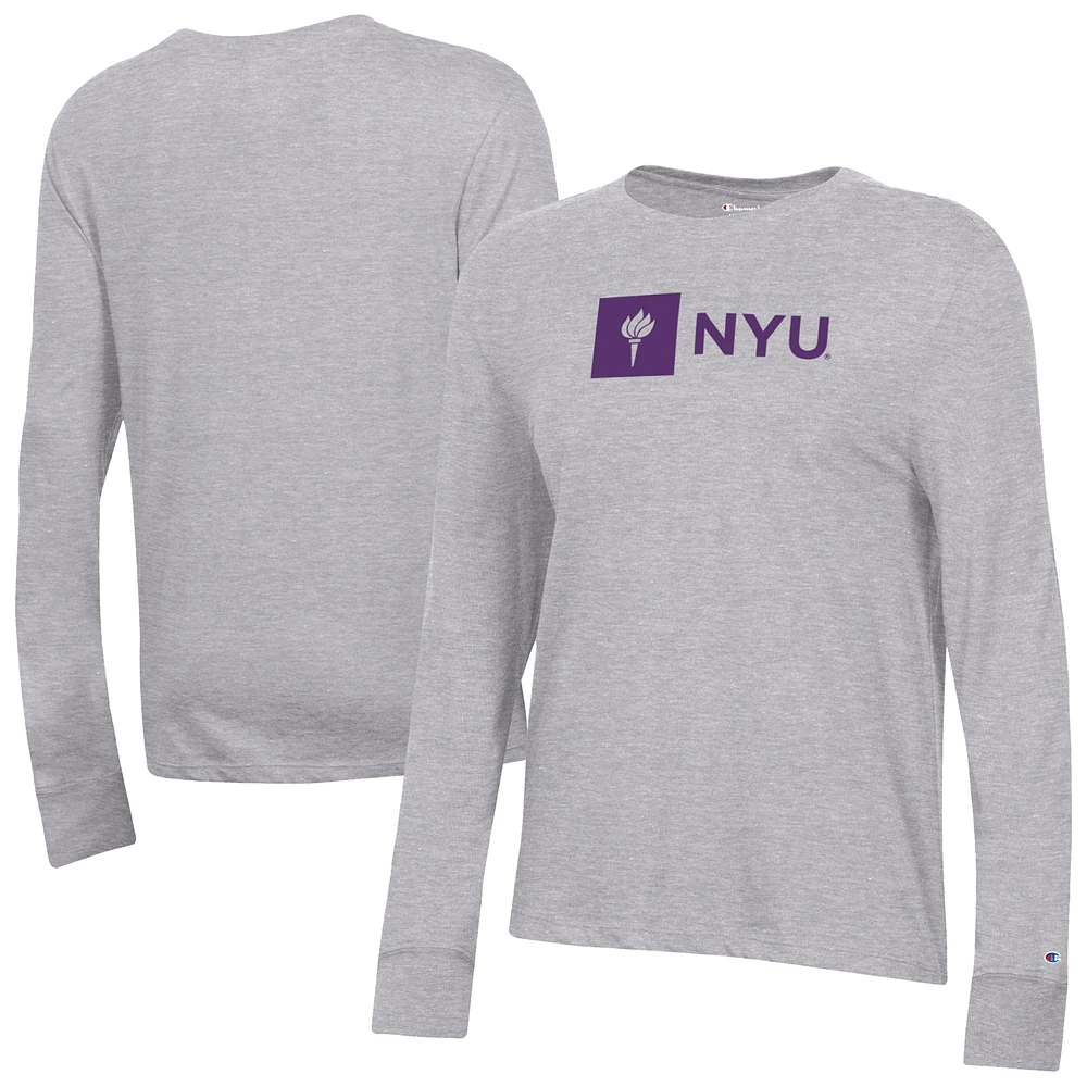 Women's Champion Gray NYU Violets Core Long Sleeve T-Shirt