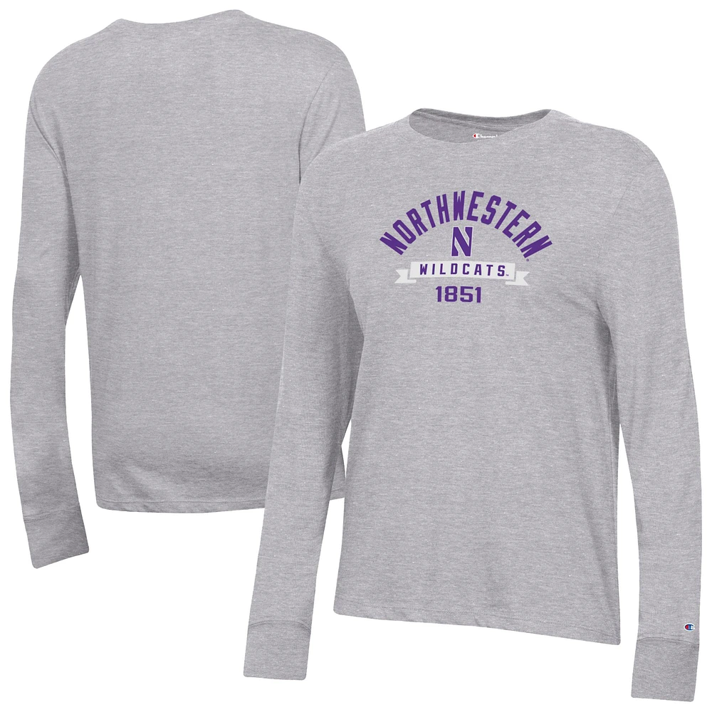 Women's Champion Gray Northwestern Wildcats Core Long Sleeve T-Shirt