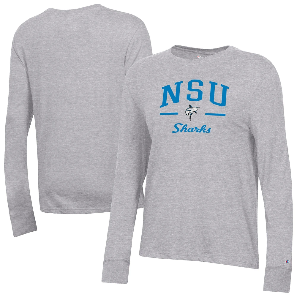 Women's Champion Gray Nova Southeastern Sharks Core Long Sleeve T-Shirt