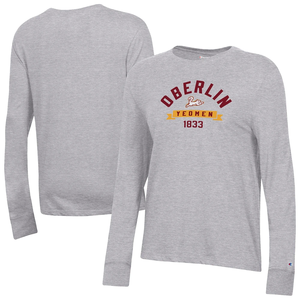 Women's Champion Gray Oberlin Yeomen Core Long Sleeve T-Shirt