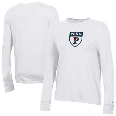 Women's Champion White Pennsylvania Quakers Core Long Sleeve T-Shirt