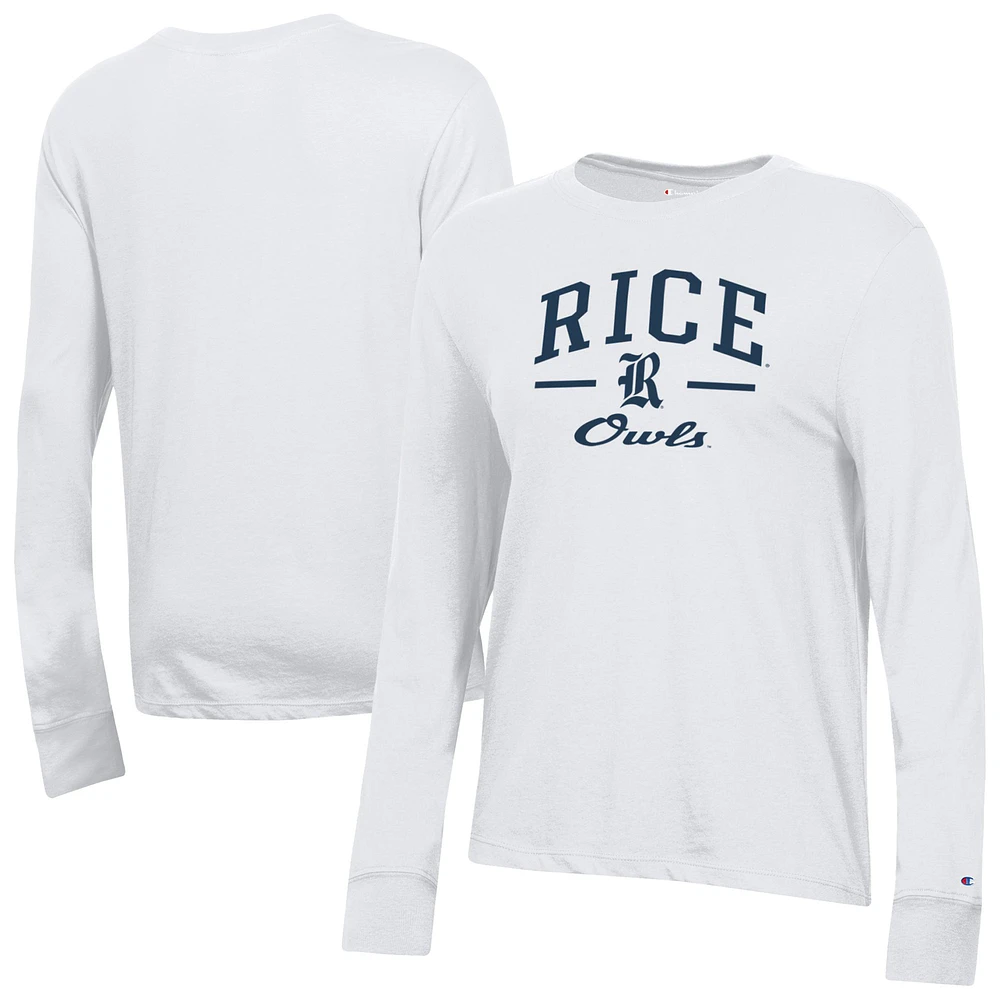 Women's Champion White Rice Owls Core Long Sleeve T-Shirt