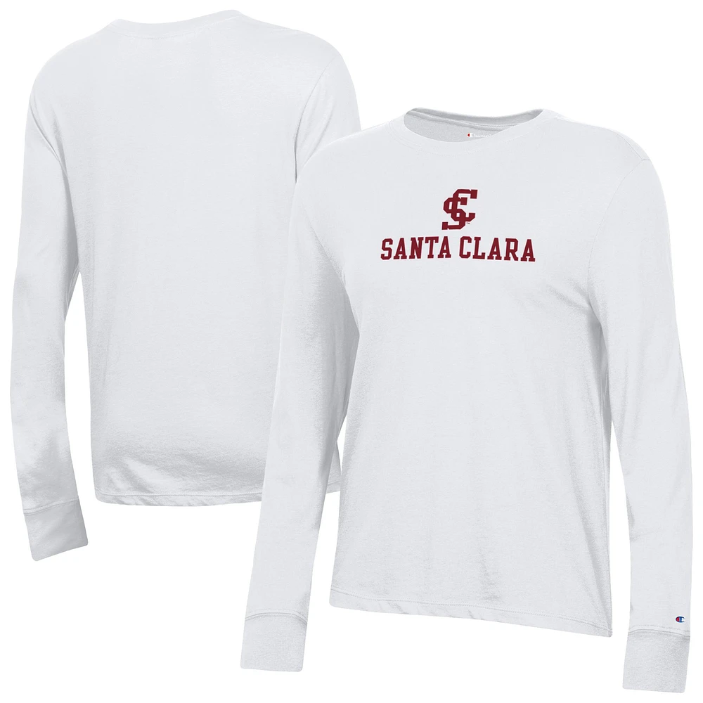 Women's Champion White Santa Clara Broncos Core Long Sleeve T-Shirt