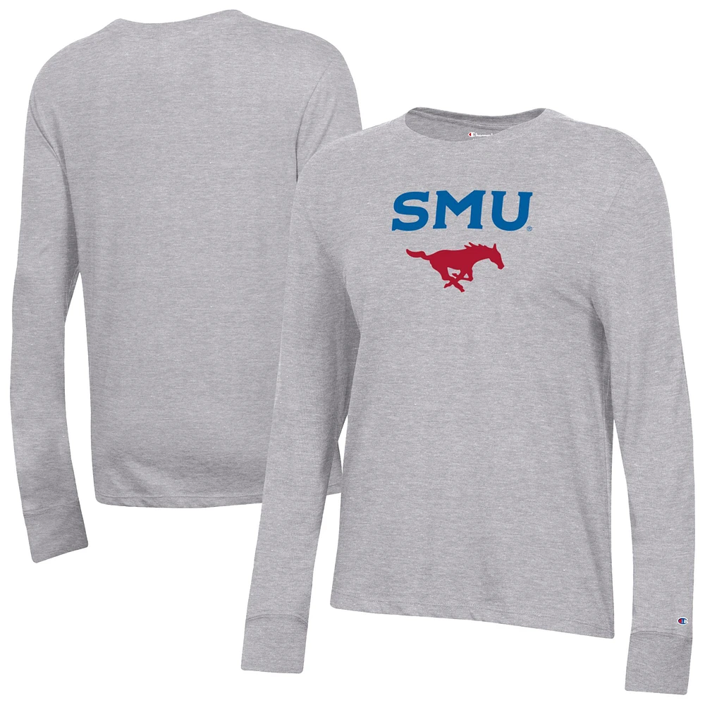 Women's Champion Gray SMU Mustangs Core Long Sleeve T-Shirt