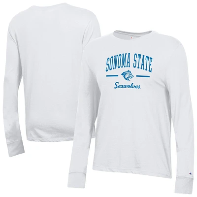 Women's Champion White Sonoma State Seawolves Core Long Sleeve T-Shirt