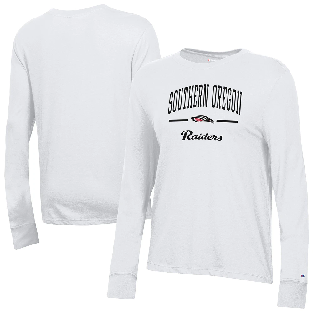 Women's Champion White Southern Oregon Raiders Core Long Sleeve T-Shirt