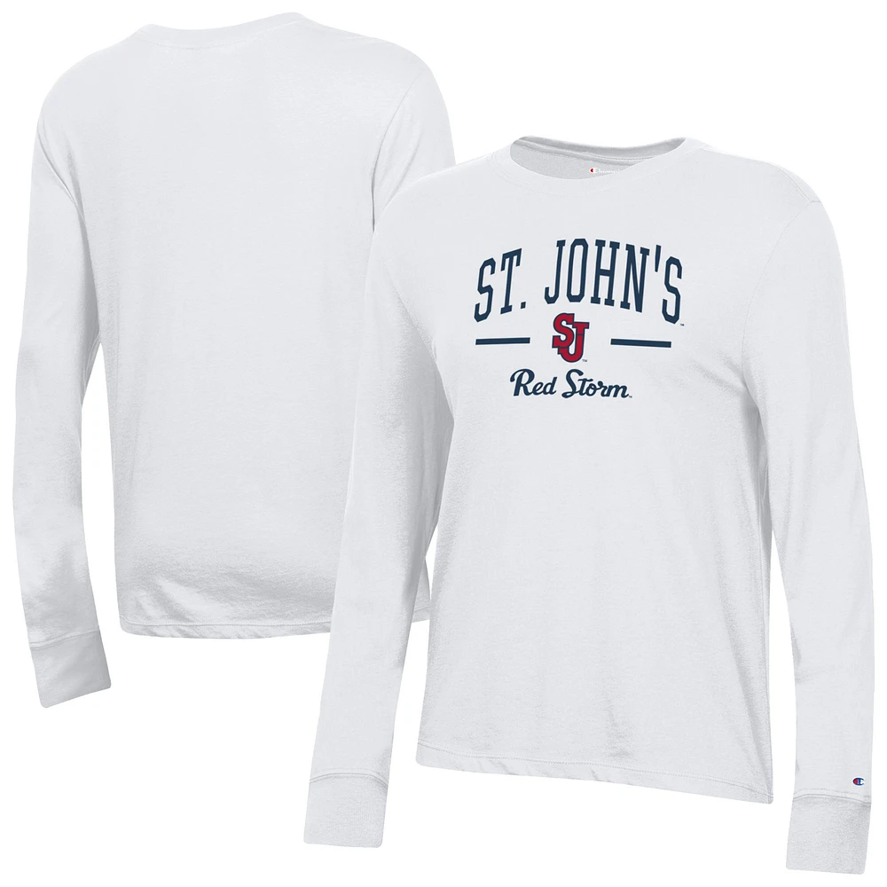 Women's Champion White St. John's Red Storm Core Long Sleeve T-Shirt