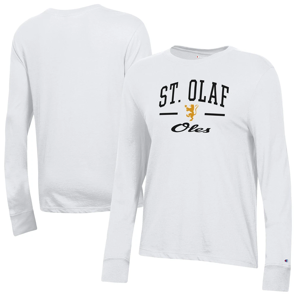 Women's Champion White St. Olaf Oles Core Long Sleeve T-Shirt