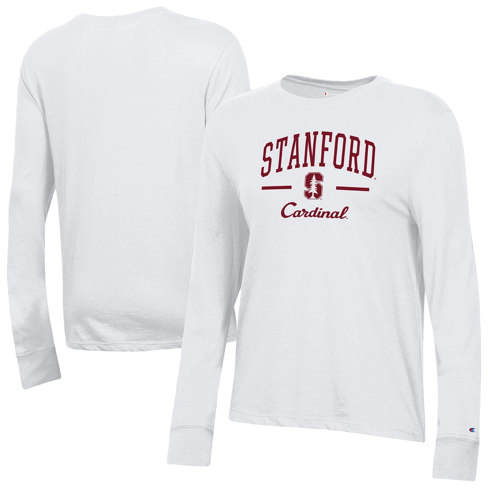 Women's Champion White Stanford Cardinal Core Long Sleeve T-Shirt