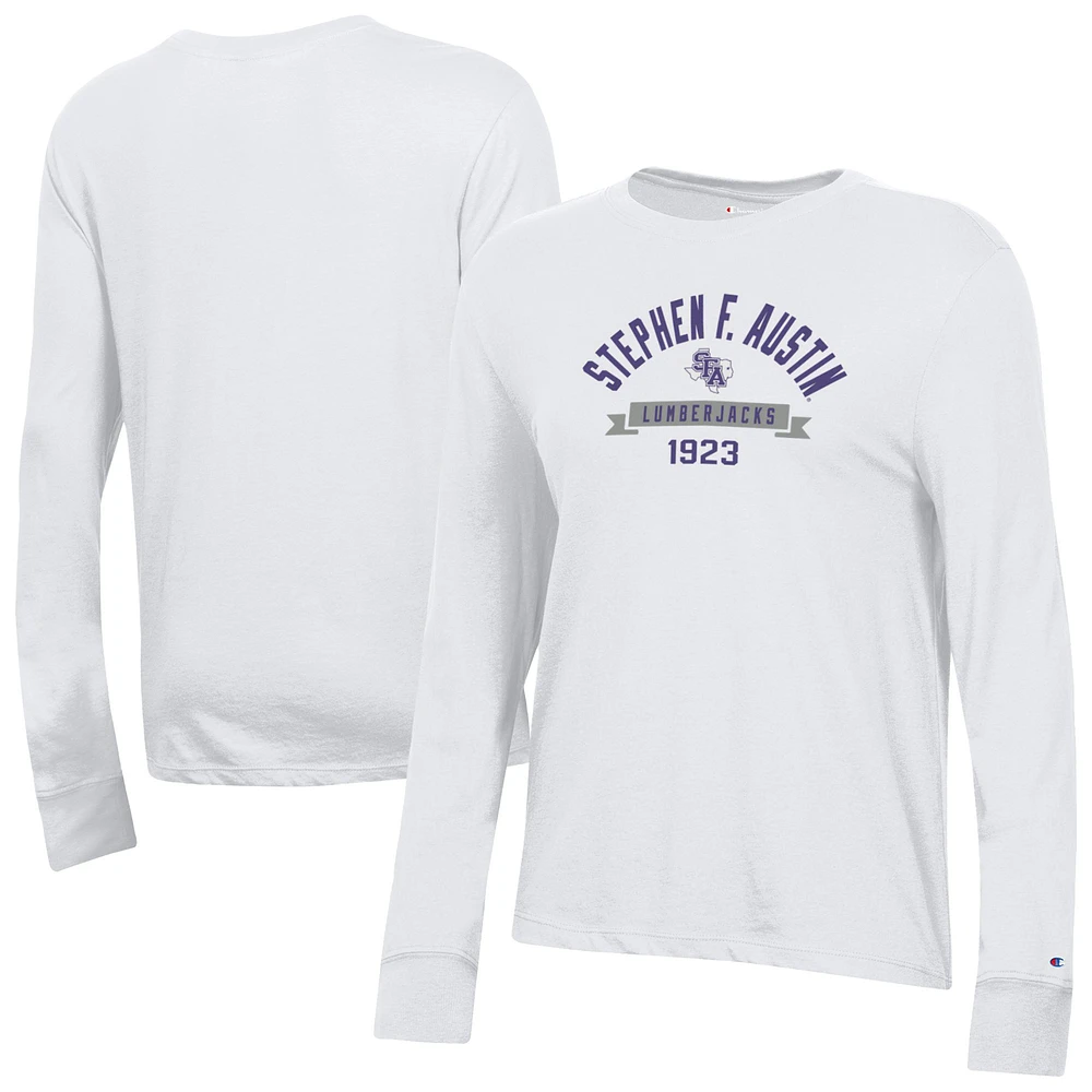 Women's Champion White Stephen F Austin Lumberjacks Core Long Sleeve T-Shirt