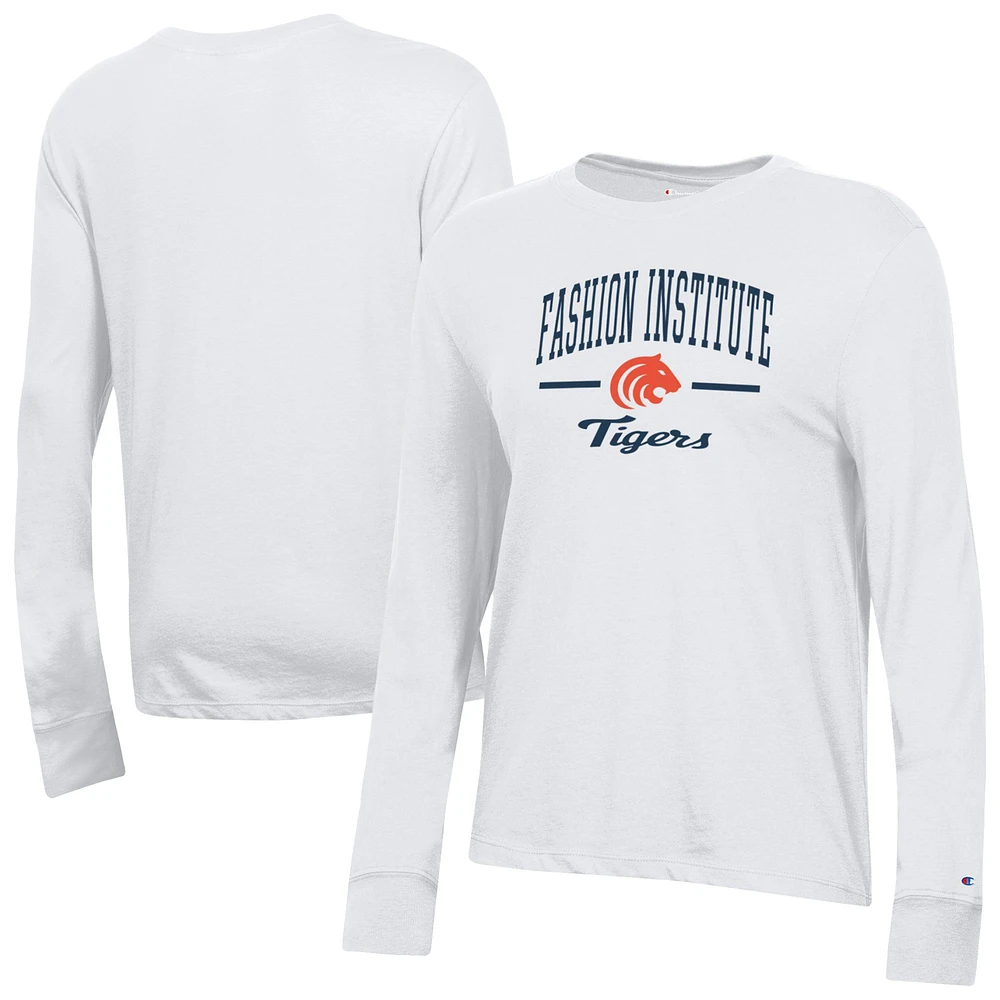 Women's Champion White SUNY Fashion Institute of Technology Tigers Core Long Sleeve T-Shirt