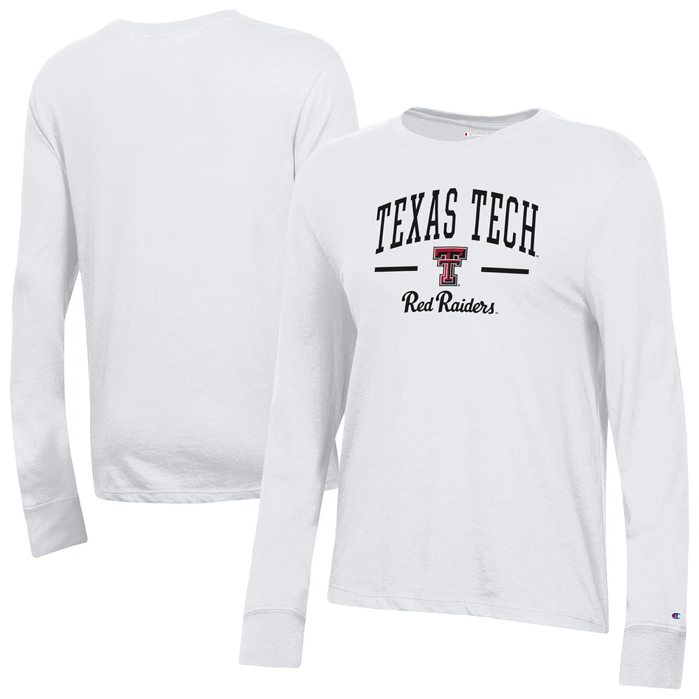 Women's Champion White Texas Tech Red Raiders Core Long Sleeve T-Shirt