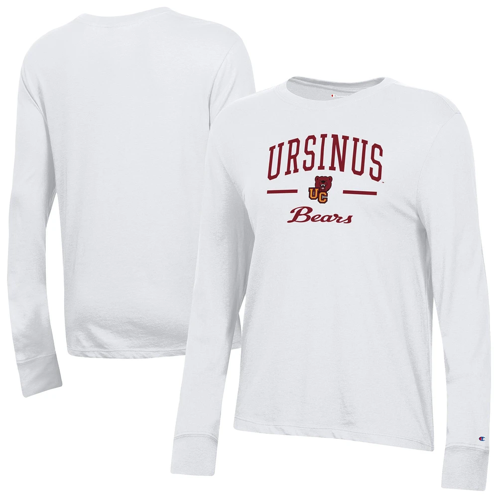 Women's Champion White Ursinus Bears Core Long Sleeve T-Shirt